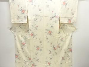 縮緬地花模様単衣小紋着物